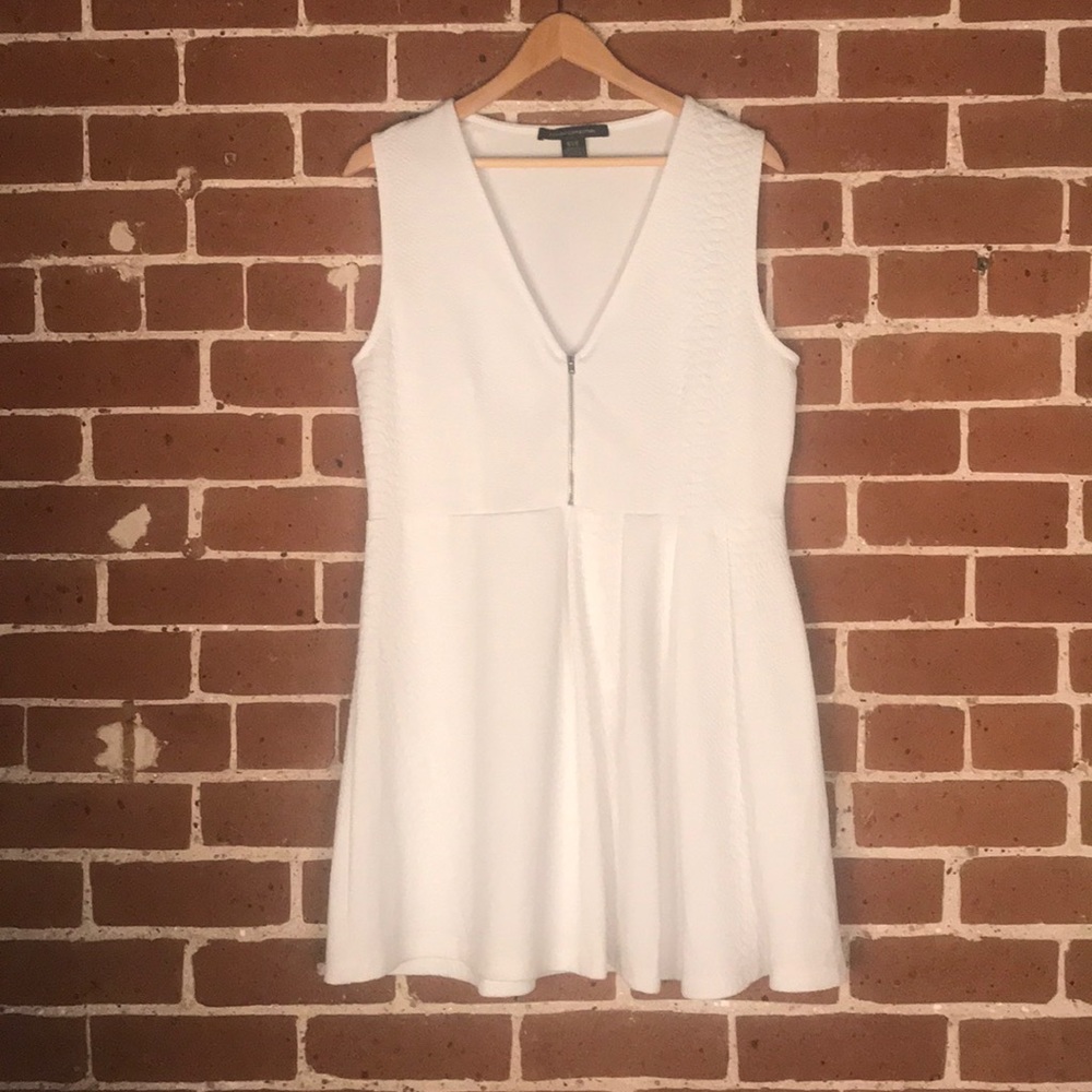 Textured White A-Line Dress